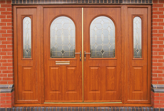 Golden Oak Solidor Double Doors With Matching Side Panels